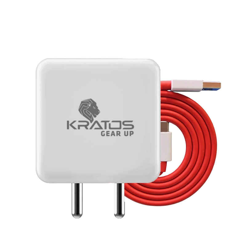 Kratos 65W Fast Charger with USB A to Type C Cable | For OnePlus, Realme, Redmi, Oppo, Vivo Kratos 65W Fast Charger with USB A to Type C Cable | For OnePlus, Realme, Redmi, Oppo, Vivo