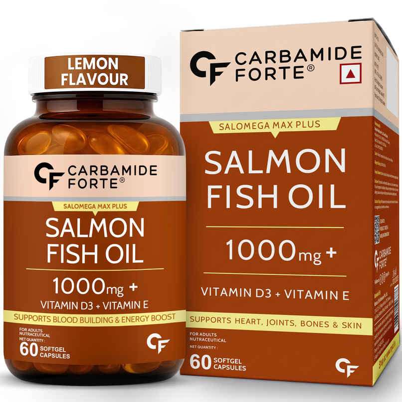 Carbamide Forte Salmon Omega 3 Fish Oil Capsules | Salmon Fish Oil Omega 3 Capsule 1000mg 60 Softgel Carbamide Forte Salmon Omega 3 Fish Oil Capsules | Salmon Fish Oil Omega 3 Capsule 1000mg 60 Softgel