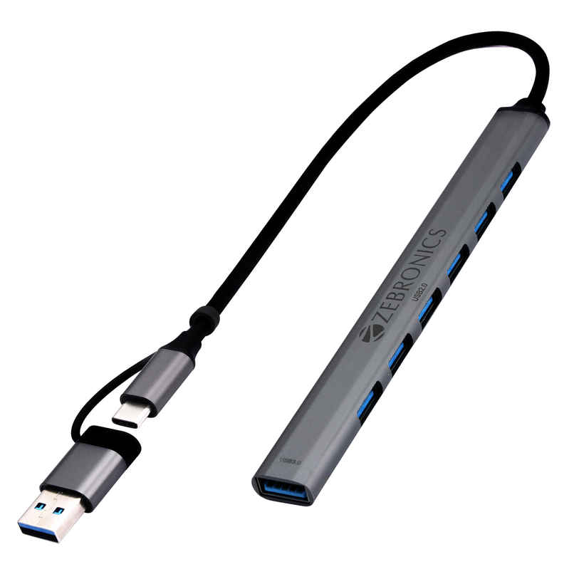 Zeb 700Hb Type C Multiport Adapter With 7 Usb Ports, Aluminum Body, Lightweight Design, Usb 3.0, Zeb 700Hb Type C Multiport Adapter With 7 Usb Ports, Aluminum Body, Lightweight Design, Usb 3.0,