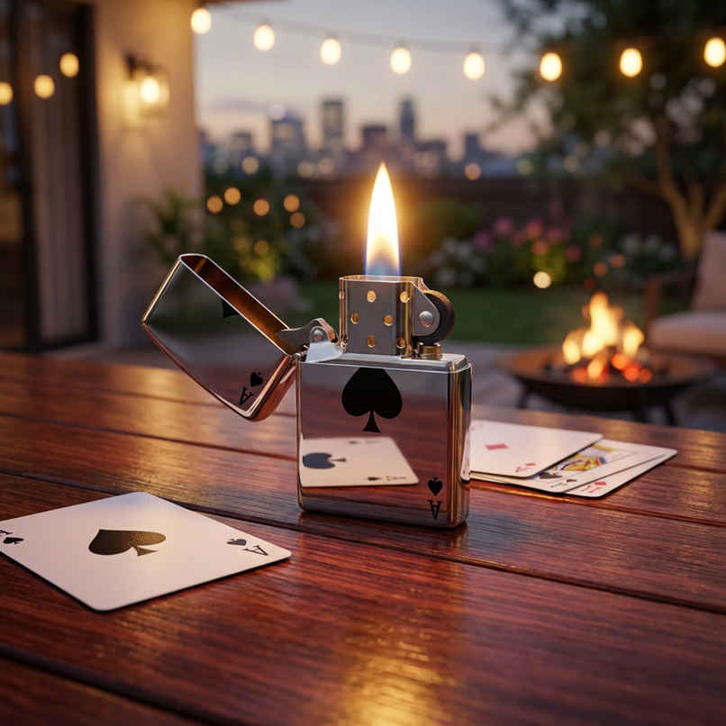 Zippo Simple Spade Design Classic High Polish Chrome Windproof Pocket Lighter