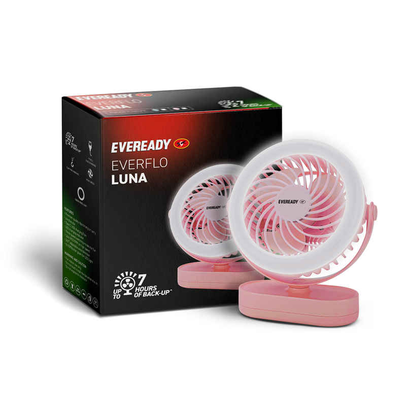 Eveready FE03 Luna Rechargeable Fan | Baby Pink Eveready FE03 Luna Rechargeable Fan | Baby Pink