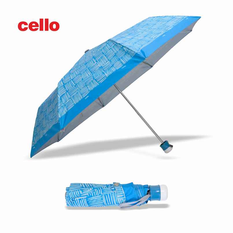 Cello Drizzle 21.5 Inch 3 fold Mix Print Umbrella | Silver Blue Cello Drizzle 21.5 Inch 3 fold Mix Print Umbrella | Silver Blue