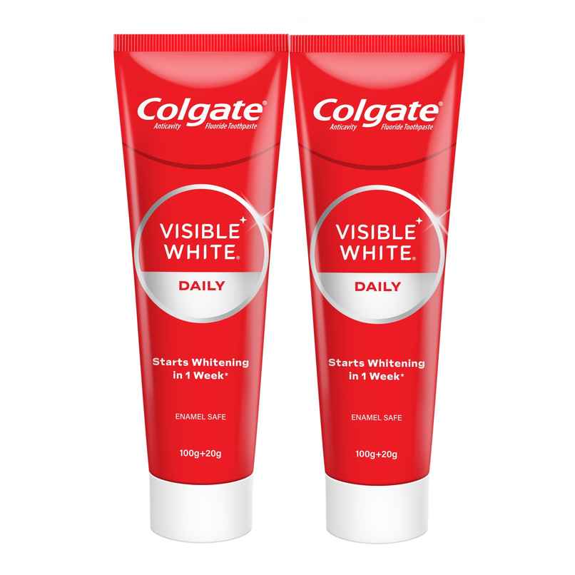 Colgate Visible White Toothpaste, Teeth Whitening Starts In 1 Week, Stain Removal