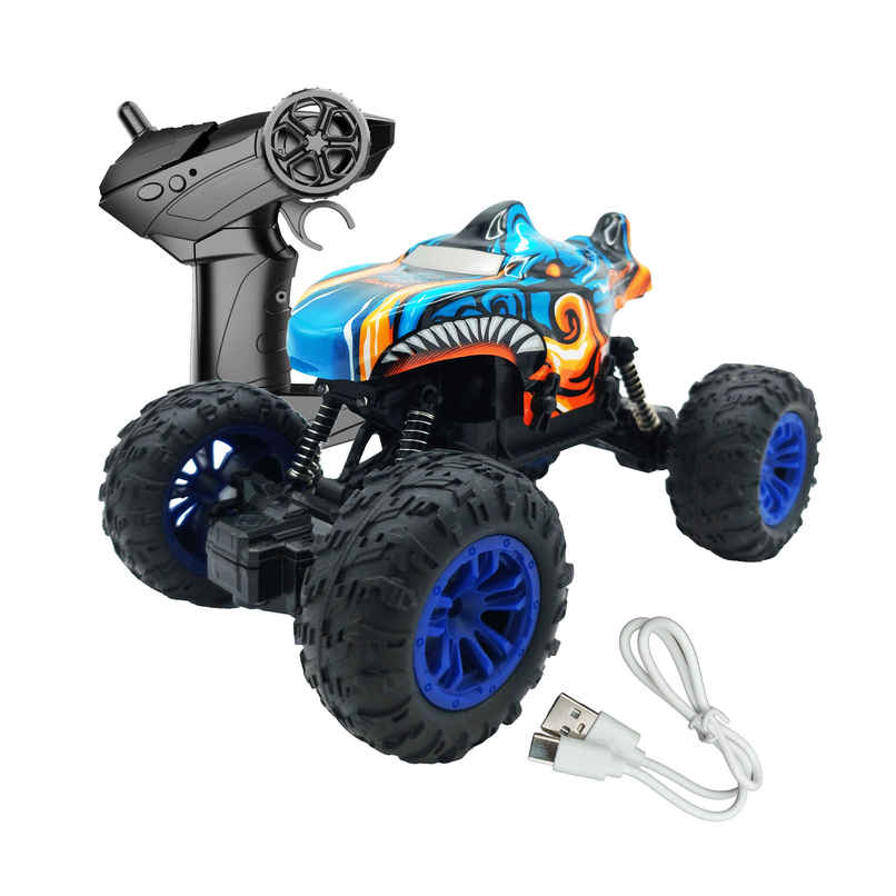 SEEDO Remote Control Car 1:18,2.4 GHz, Type-C Rechargeable,Fast Speed Rock Crawler Truck Shark|Blue SEEDO Remote Control Car 1:18,2.4 GHz, Type-C Rechargeable,Fast Speed Rock Crawler Truck Shark|Blue