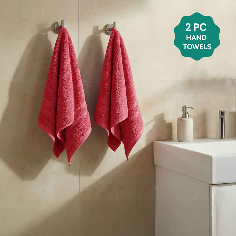 Mytrident Comfort Living Cotton Hand Towel Set | Tangy Tomato Mytrident Comfort Living Cotton Hand Towel Set | Tangy Tomato
