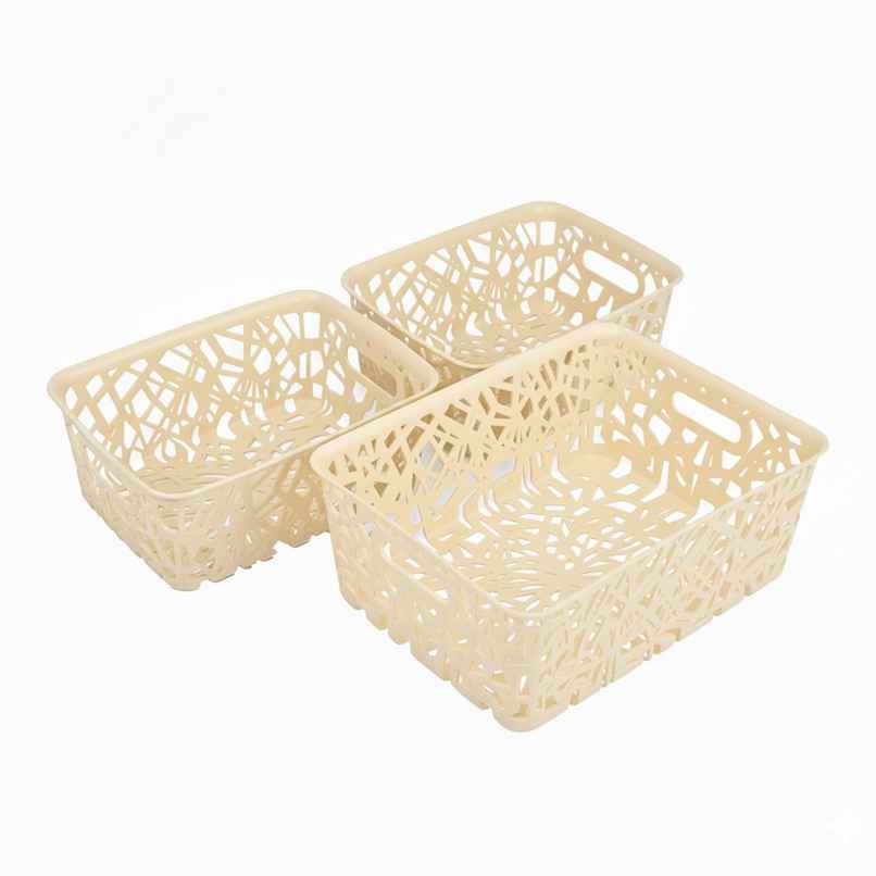 FLAIR Zig Zag Basket Set without Lid | Ivory FLAIR Zig Zag Basket Set without Lid | Ivory