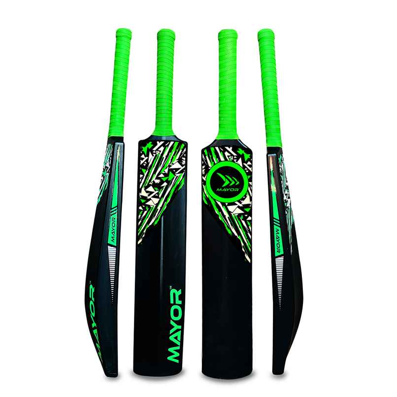 Mayor Blaster Cricket Bat for Kids & Adults| Practice Bat | PVC-Plastic Cricket Bat | Black-Green