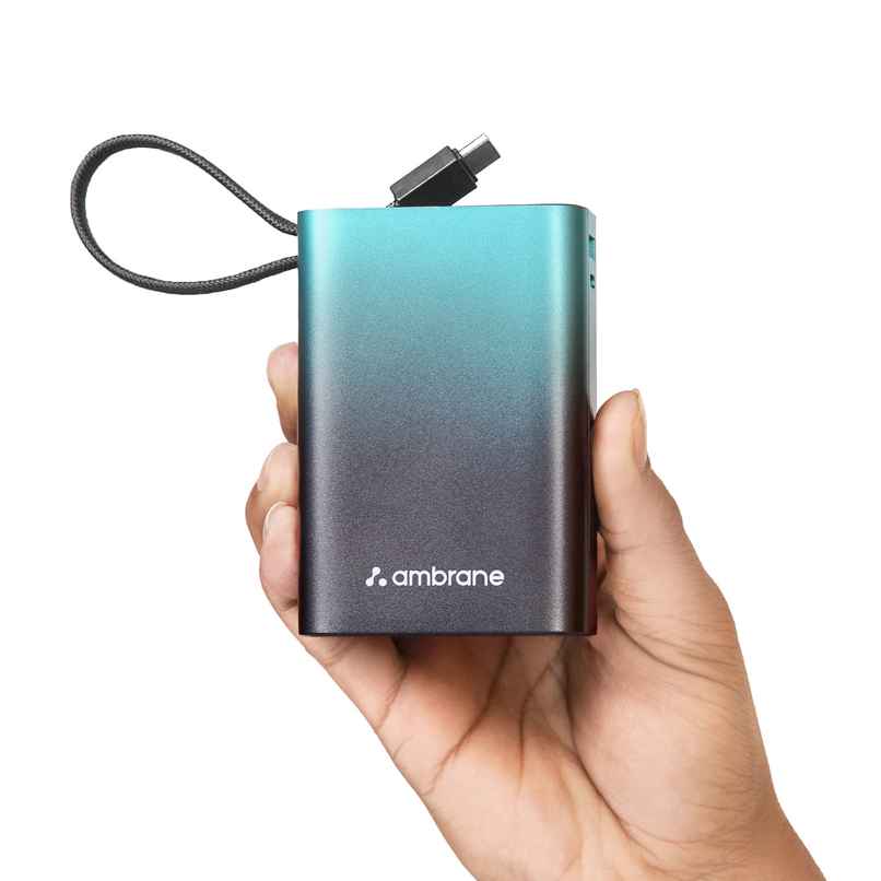 Ambrane 20000 mAh 22.5W Mini Pocket Fast Charging Power Bank | 1 USB & 1 Type C | Blue