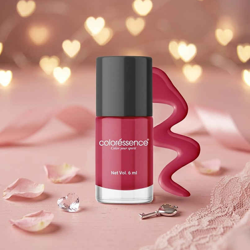 Coloressence Cute Coats Long Lasting Nail Paint, Chip Resistant, Quick Dry, 1 Swipe |Fuchsia Flame