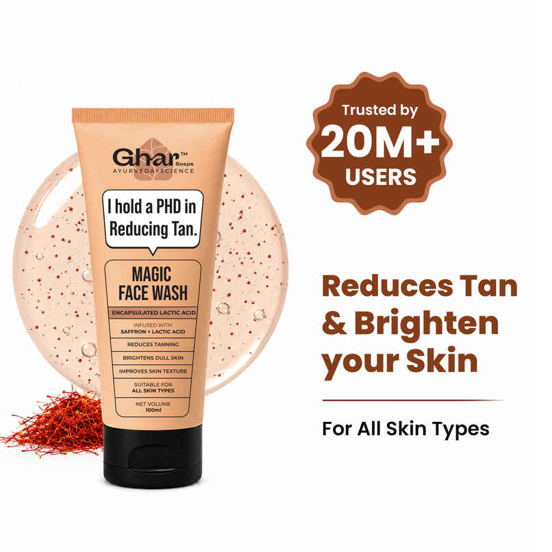 Ghar Soaps Detan Magic Face Wash | Reduces pigmentation and lightens dark spots with Saffron, Lactic Acid & Glutathione | All skin types Ghar Soaps Detan Magic Face Wash | Reduces pigmentation and lightens dark spots with Saffron, Lactic Acid & Glutathione | All skin types