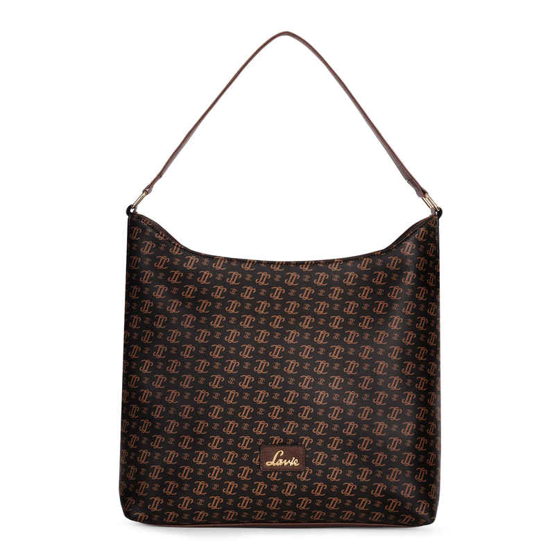 Lavie Women's Portia Monogram LL Print Hobo Handbag for | Shoulder Bag | Choco