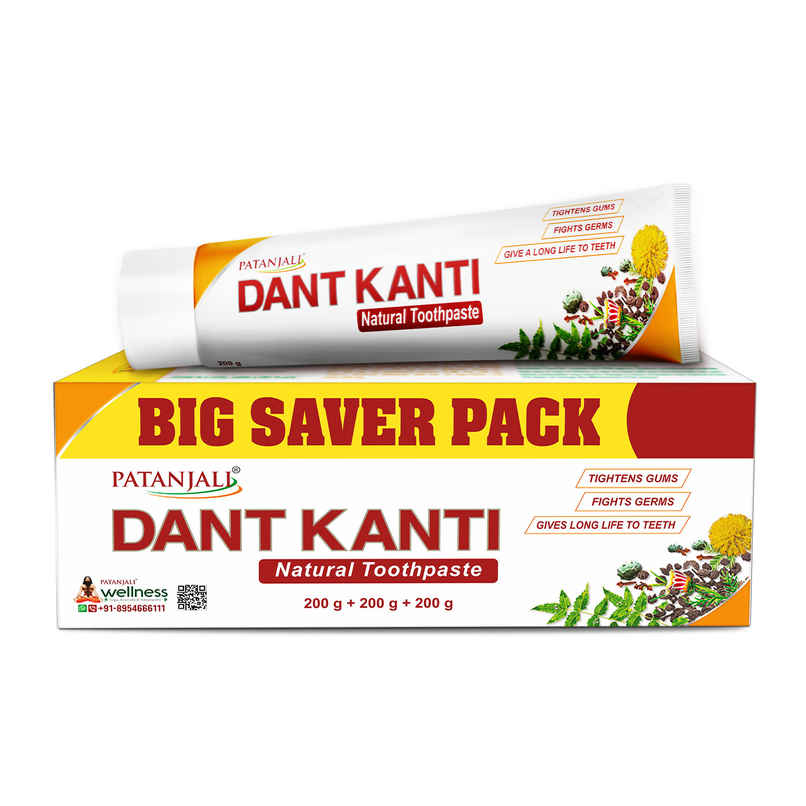 Patanjali Dant Kanti Natural Toothpaste - Herbal Oral Care, Fights Cavities and Germs