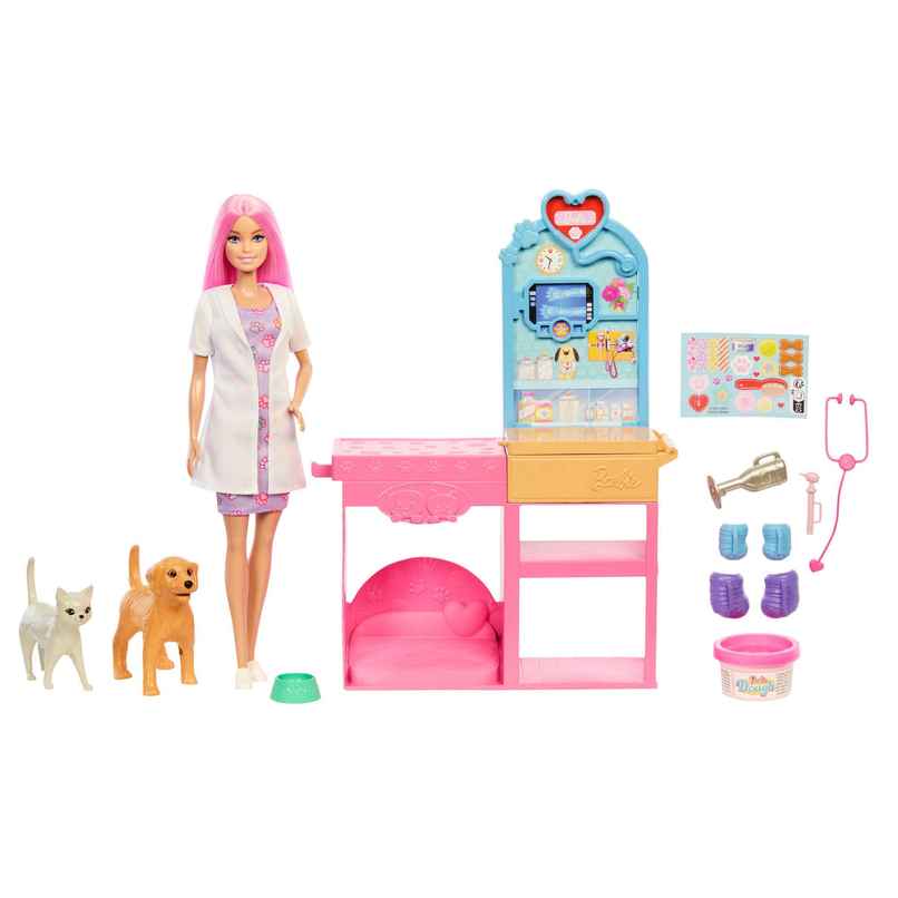 Barbie Fast Cast Veterinarian Clinic Playset with Pink Colored Hair Fashion Doll Barbie Fast Cast Veterinarian Clinic Playset with Pink Colored Hair Fashion Doll