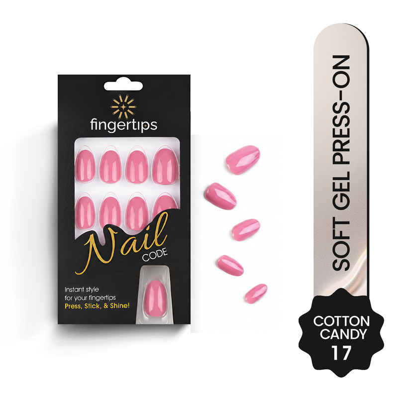 Fingertips Press-On Nails Soft Gel Glossy Artificial Reusable Full Cover Nails - Cotton Candy