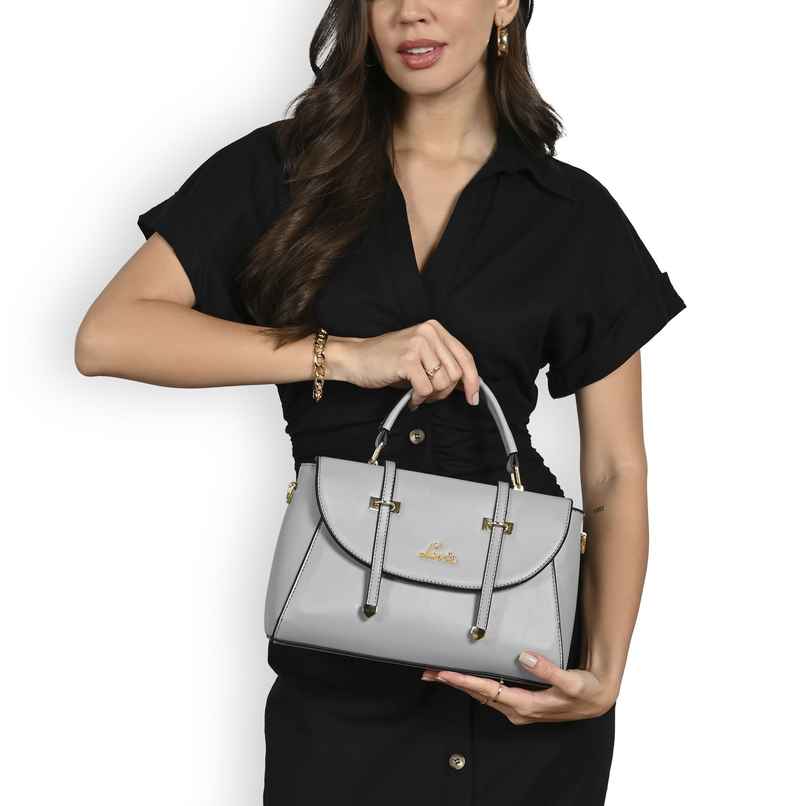 Lavie Women's Beech Flap Satchel Handbag | Ladies Purse | Shoulder Bag | Large | Light Grey