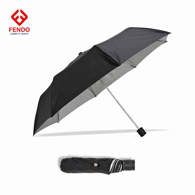 Fendo Auto Open Sun & Rainproof Regular Umbrella For Men & Women | Black & Silver | 21.5 Inch | 3 Fold Fendo Auto Open Sun & Rainproof Regular Umbrella For Men & Women | Black & Silver | 21.5 Inch | 3 Fold