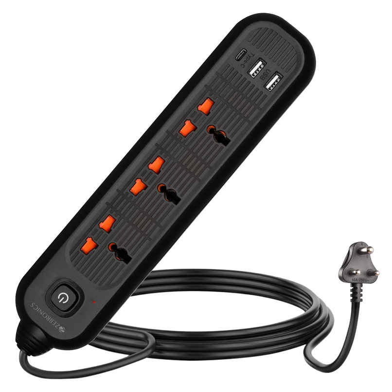 Zebronics Power Bar 132 | 2000W | 1 x Type C Port | 3 x Universal Socket | 2 x USB Port | 3 m Zebronics Power Bar 132 | 2000W | 1 x Type C Port | 3 x Universal Socket | 2 x USB Port | 3 m