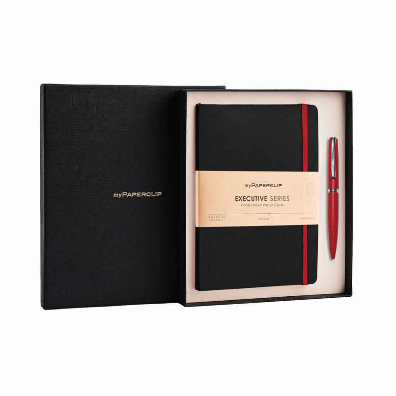 myPAPERCLIP Notebook And Pen Executive Combo Set | Black & Red myPAPERCLIP Notebook And Pen Executive Combo Set | Black & Red