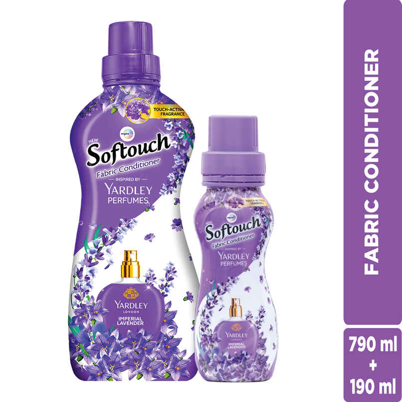 Softouch Yardley Fabric Conditioner | Long lasting Fragrance | Imperial Lavender | 790 + 190 ml Softouch Yardley Fabric Conditioner | Long lasting Fragrance | Imperial Lavender | 790 + 190 ml
