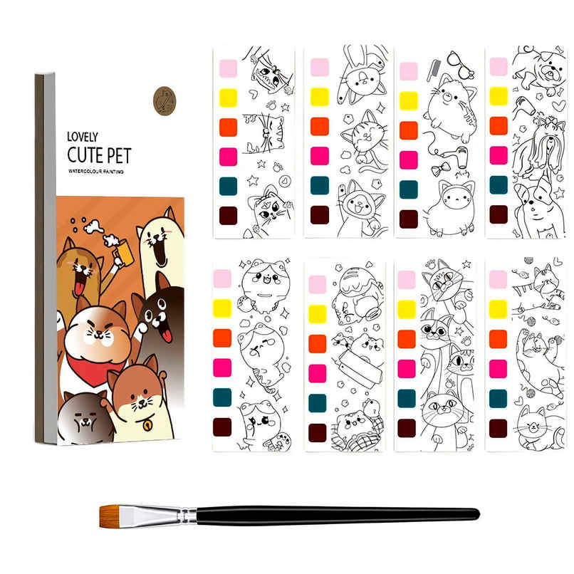 Kidology Pocket Watercolor Painting Book With Bookmarks Sheets & 1 Brush Early Education Kidology Pocket Watercolor Painting Book With Bookmarks Sheets & 1 Brush Early Education
