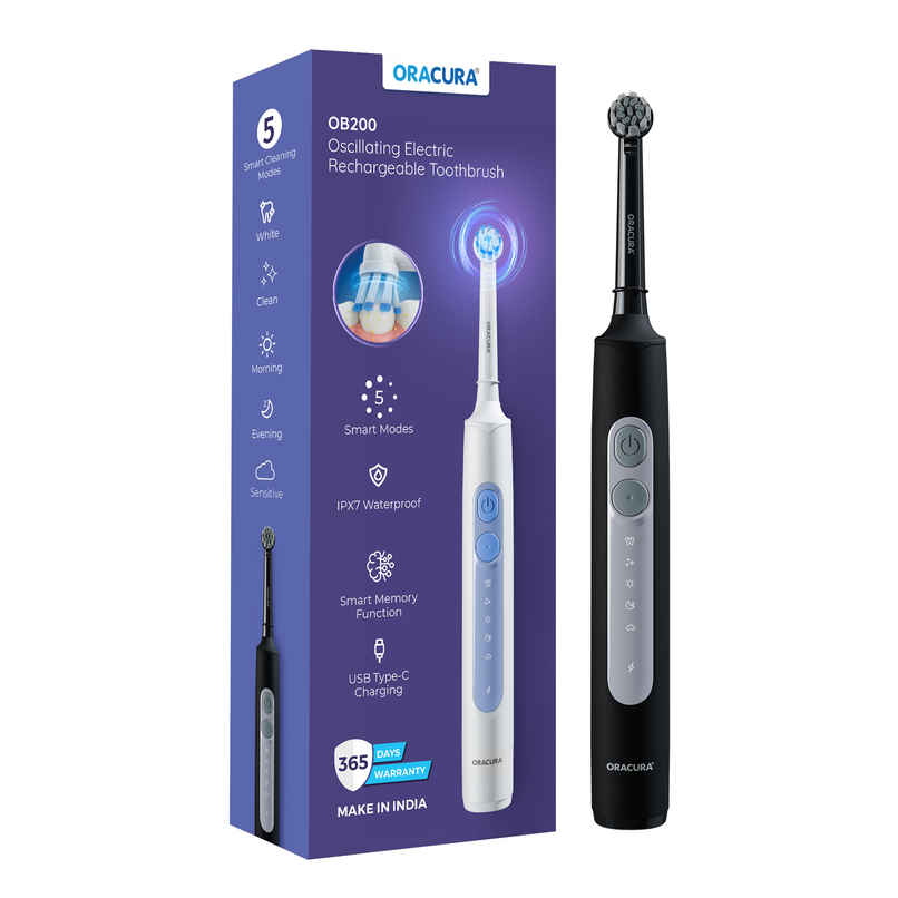 Oracura OB200 Oscillating Rechargeable Electric Toothbrush Black