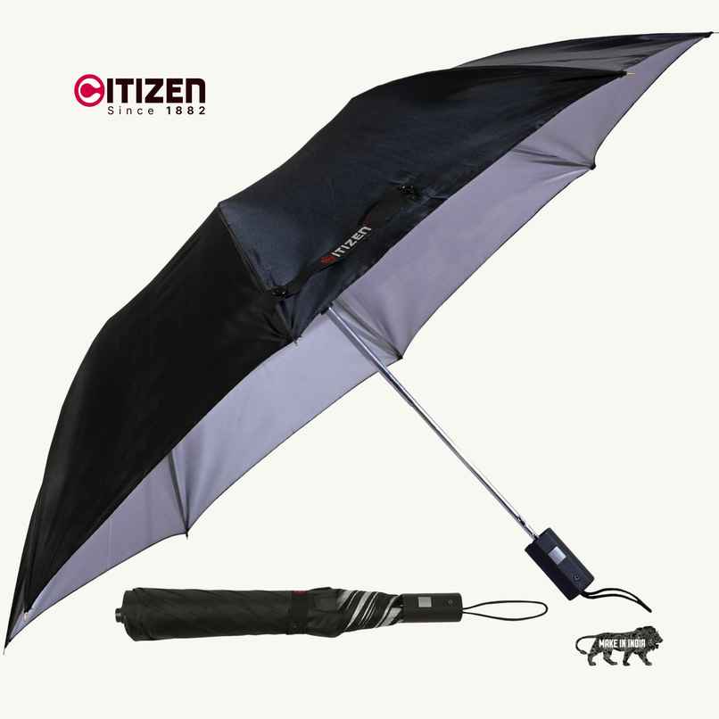 Citizen Black Silver Umbrella | 21 Inch | 2 Folds