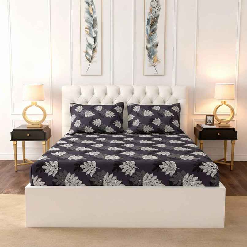 Raymond Home 120 GSM Hazel Floral Double Bedsheet with 2 Pillow Covers Beige & Pink