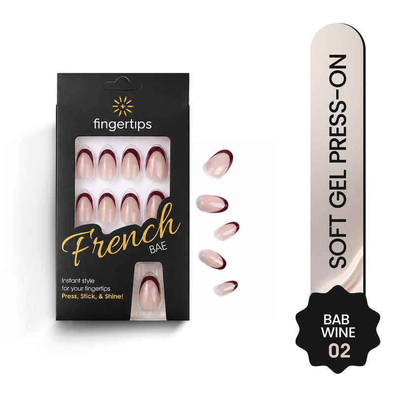 Fingertips French Bae Press-On Nails | Nude Pink Tips | Glossy Soft Gel Nails