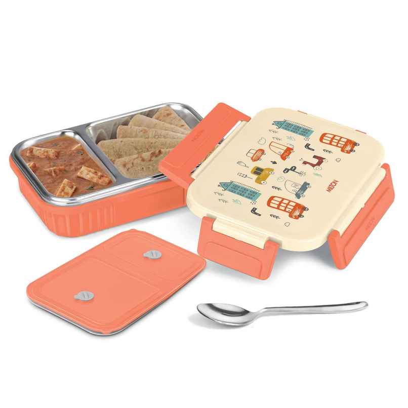 Milton Meal Safe Steel Kids Tiffin Box | 465 ml | Orange | PU Insulated Milton Meal Safe Steel Kids Tiffin Box | 465 ml | Orange | PU Insulated