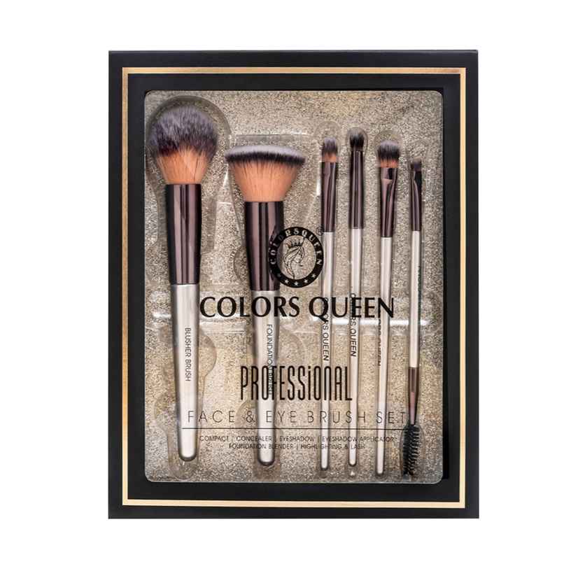 Colors Queen Professional Face & Eye Makeup Brush Set of 6 | Premium Easy to Hold Colors Queen Professional Face & Eye Makeup Brush Set of 6 | Premium Easy to Hold