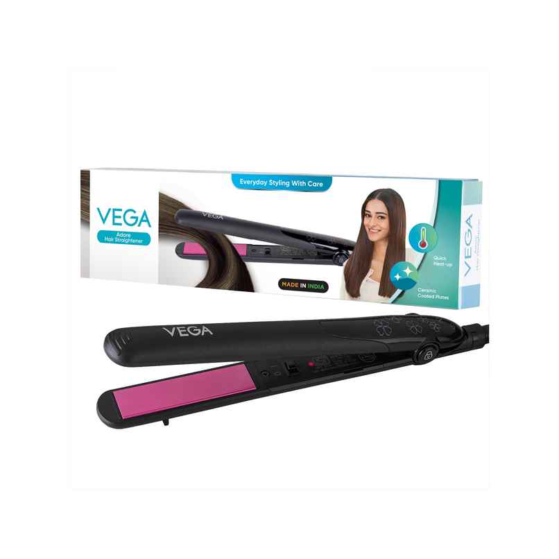 Vega Adore Hair Straightener for Women with Ceramic Plates & Fast Heat, 1 Year Warranty, (VHSH-18)