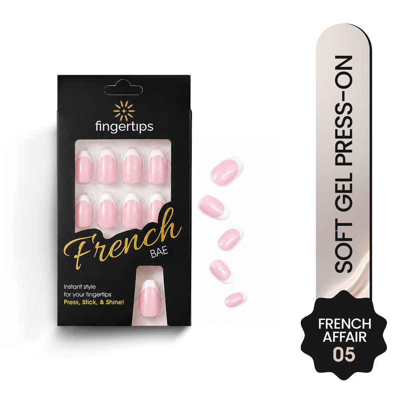 Fingertips Press-On Nails | Pink & White Tips | Glossy Soft Gel Nails | French Affair