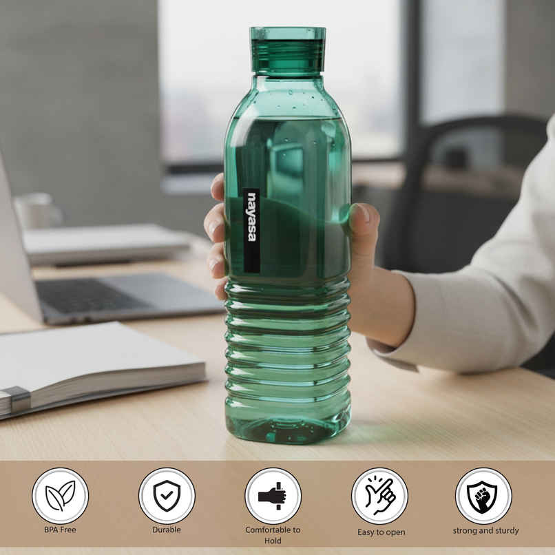 Nayasa Dorino Plastic Water Bottle 1000 ml BPA Free Fridge Bottle | Green Nayasa Dorino Plastic Water Bottle 1000 ml BPA Free Fridge Bottle | Green