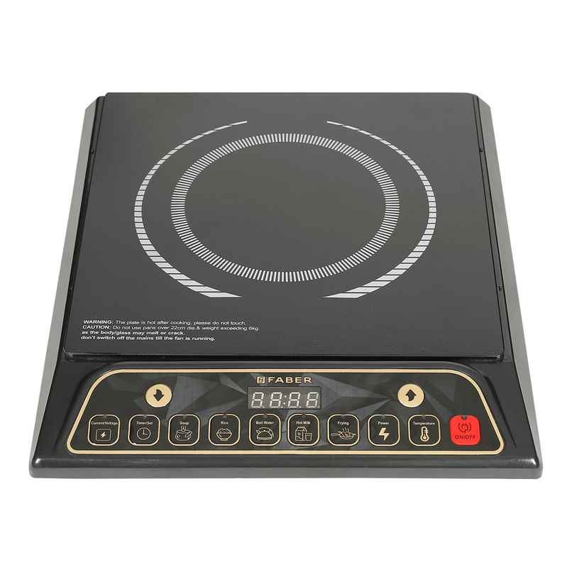 Faber Zion 1600W Induction Stove | 5 Auto-Cook Functions | LED Display Touch Control | Black