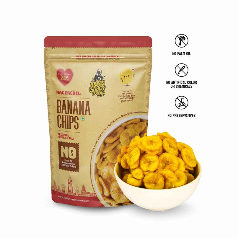 Indian Snack House Nagercoil Nendran Chips | Original Style Pepper & Salt