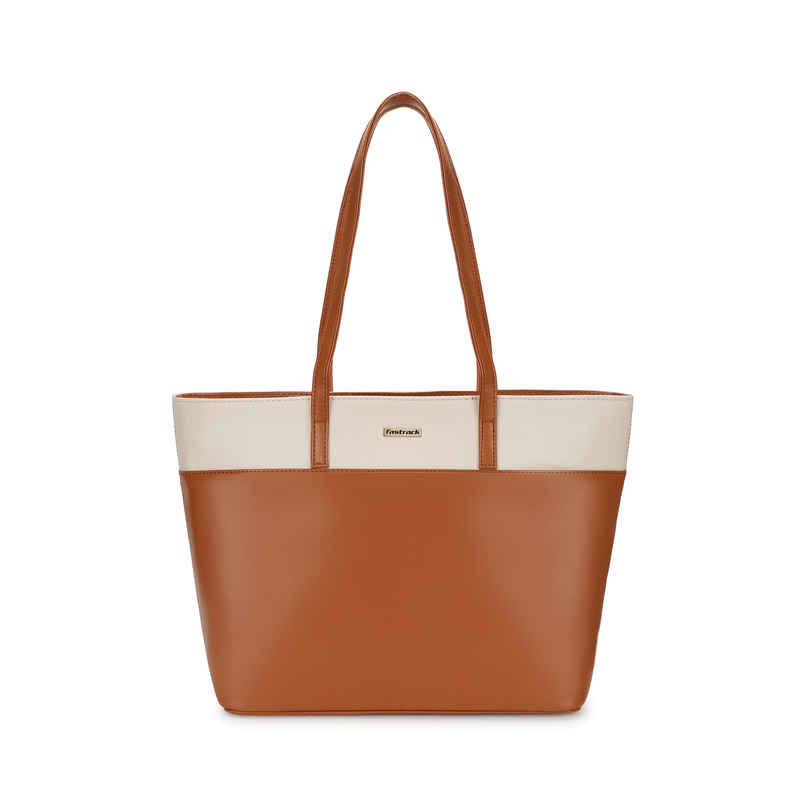 Fastrack Colorblocked Tote Bag for Women | Tan