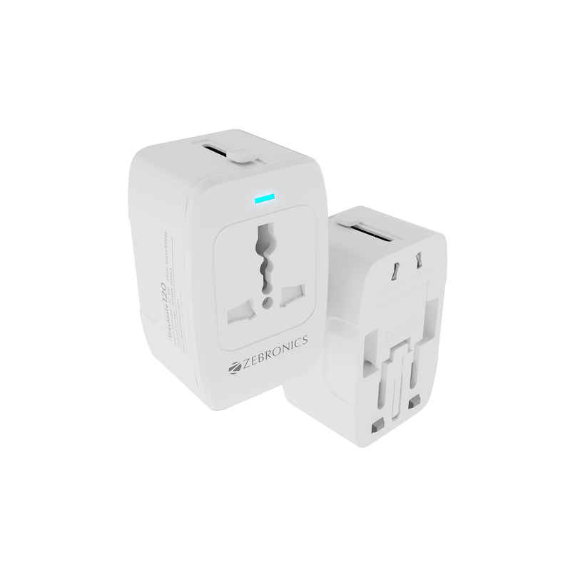 Zebronics Travmate 120 1500W Universal Adapter, Upto 6A, Swappable Pins for EU|KR|UK|US|JP|AUS|CN