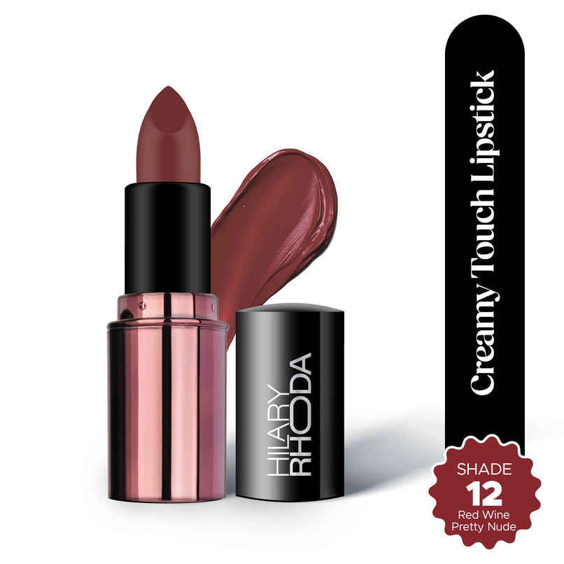 Hilary Rhoda Creamy Touch Lipstick | Infused with Olive Oil, Shea Butter(Red Wine - Shade 12)