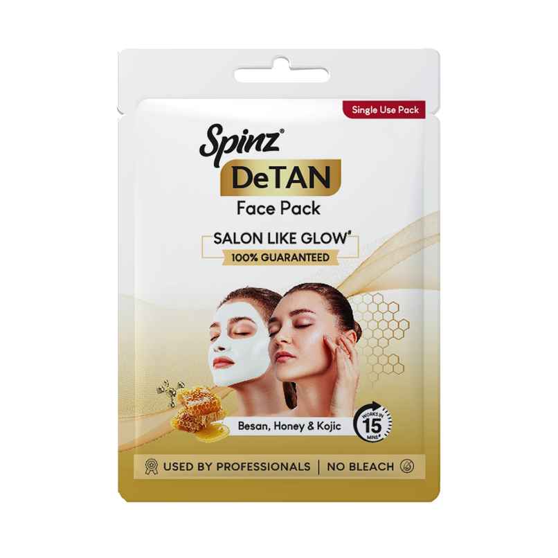 Spinz DeTan Face Pack with Besan, Honey and Kojic Acid | Instant Glow in 15 Minutes | No Bleach Spinz DeTan Face Pack with Besan, Honey and Kojic Acid | Instant Glow in 15 Minutes | No Bleach