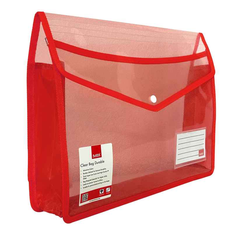 Saya FS Clear Document Bag | Durable File Organizer for Office, School & Home Use