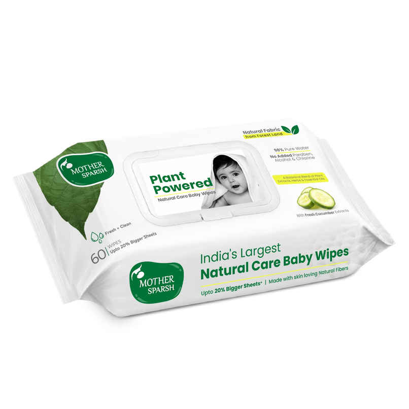 Mother Sparsh Plant Powered Baby Wipes - Natural Cucumber Extract Mother Sparsh Plant Powered Baby Wipes - Natural Cucumber Extract