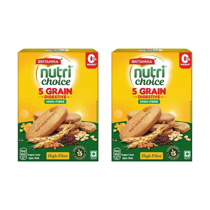 Britannia 5 Grain High-Fibre Biscuits Multigrain Digestive Biscuits |  Combo