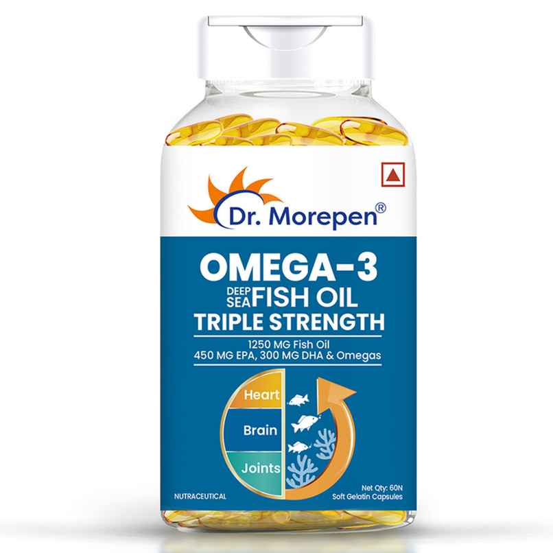 Dr. Morepen Omega 3 Fish Oil 1250mg Triple Strength Capsules No Fishy Burps Dr. Morepen Omega 3 Fish Oil 1250mg Triple Strength Capsules No Fishy Burps