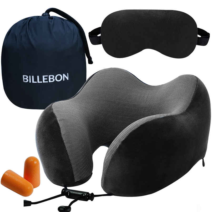 Billebon Unisex Velvet Neck Pillow | Black