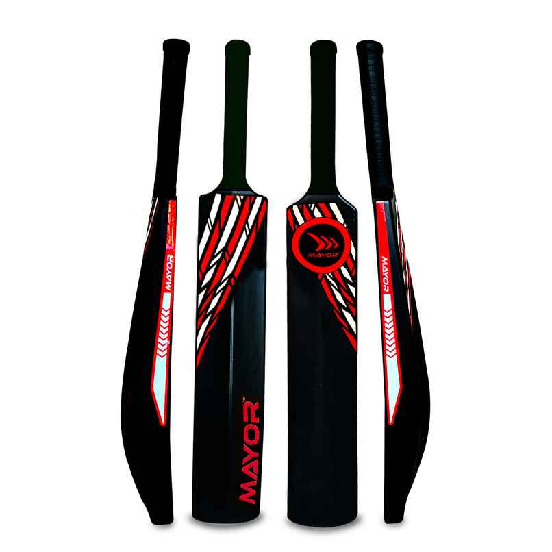 Mayor Century PVC Cricket Bat Full Size For Kids and Adults| PVC-Plastic Cricket Bat | Black-Red