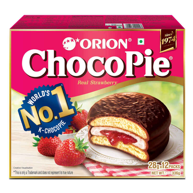 Orion Strawberry Choco Pie | Filled Cake Snack