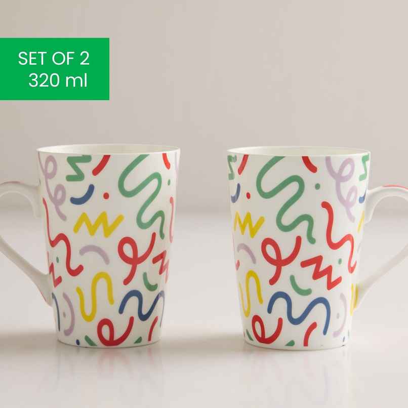 United Colors of Benetton Bone China Printed Mug | Microwave Safe | Gift Set - 320 ml