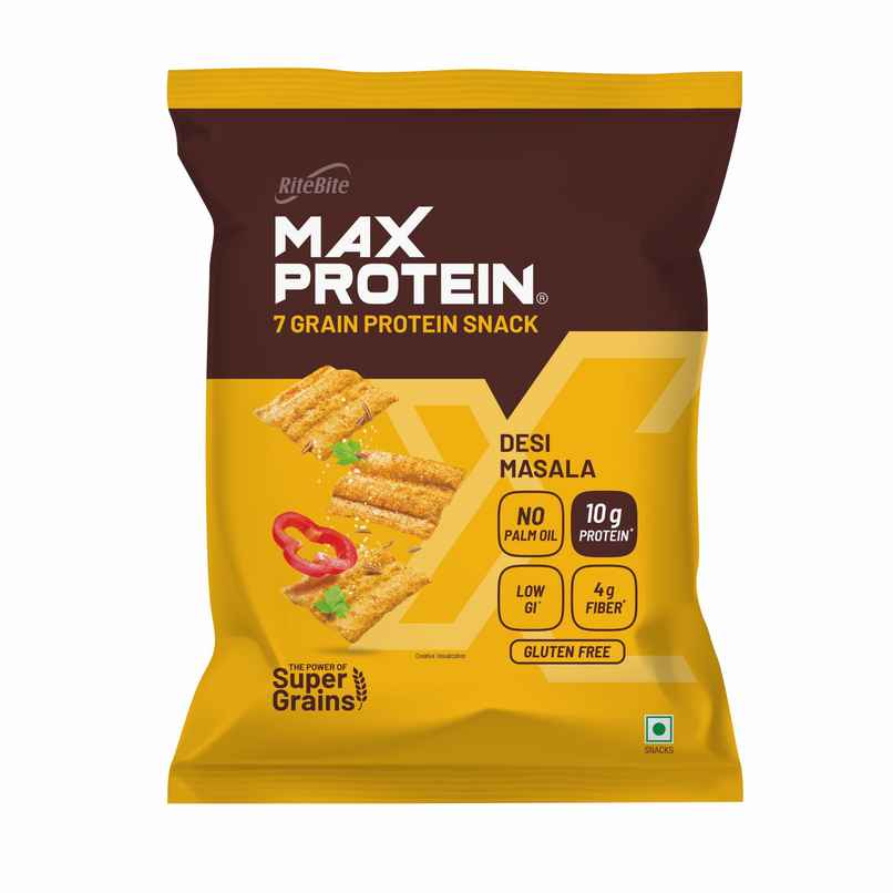 RiteBite Max Protein Desi Masala 10 G Multigrain Protein Chips, Healthy Snacks & Munchies RiteBite Max Protein Desi Masala 10 G Multigrain Protein Chips, Healthy Snacks & Munchies