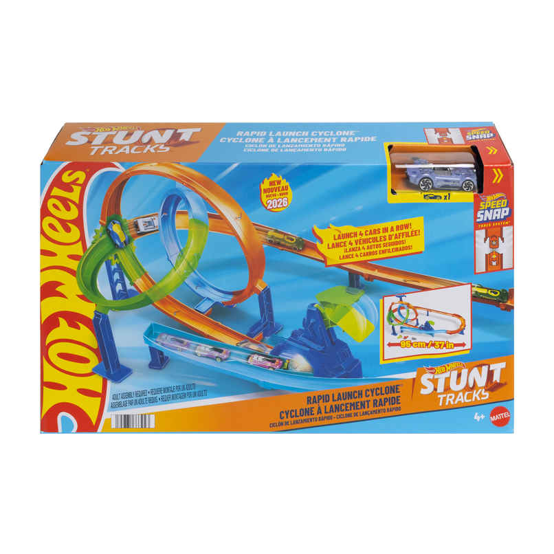 Hot Wheels Stunt Tracks Rapid Launch Cyclone Track Set and 1:64 Scale Die Cast Toy Car Hot Wheels Stunt Tracks Rapid Launch Cyclone Track Set and 1:64 Scale Die Cast Toy Car