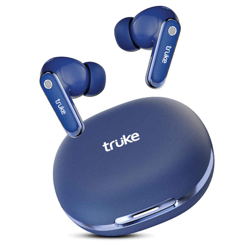 Truke Mega 12 Buds with 70H Playtime Leather Textured Finish Spatial Audio 13mm Drivers Indigo Blue Truke Mega 12 Buds with 70H Playtime Leather Textured Finish Spatial Audio 13mm Drivers Indigo Blue